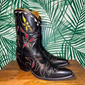 Rocketbuster Boots Black Leather Butterfly Inlay Cowboy Boots Women’s 8.5